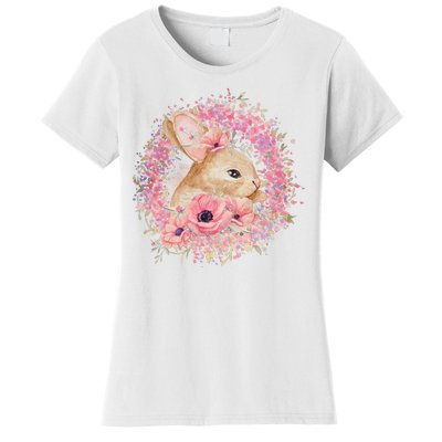 Cute Pink Floral Easter Bunny Women's T-Shirt