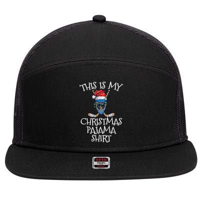 Christmas Pajama Gift Christmas Hockey Ball Santa Hat Gift 7 Panel Mesh Trucker Snapback Hat