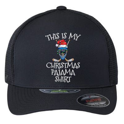 Christmas Pajama Gift Christmas Hockey Ball Santa Hat Gift Flexfit Unipanel Trucker Cap