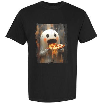 Cute Pizza Ghost Eating Pizza Funny Halloween Food Lovers Garment-Dyed Heavyweight T-Shirt