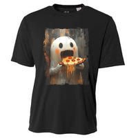 Cute Pizza Ghost Eating Pizza Funny Halloween Food Lovers Cooling Performance Crew T-Shirt