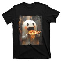 Cute Pizza Ghost Eating Pizza Funny Halloween Food Lovers T-Shirt