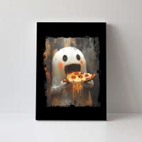 Cute Pizza Ghost Eating Pizza Funny Halloween Food Lovers Canvas