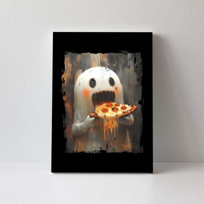 Cute Pizza Ghost Eating Pizza Funny Halloween Food Lovers Canvas