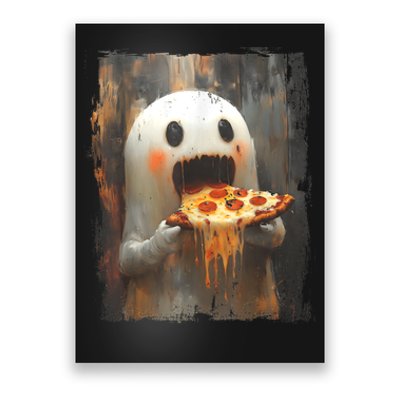 Cute Pizza Ghost Eating Pizza Funny Halloween Food Lovers Poster