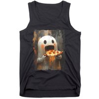 Cute Pizza Ghost Eating Pizza Funny Halloween Food Lovers Tank Top