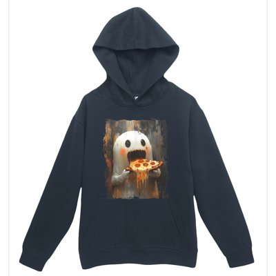 Cute Pizza Ghost Eating Pizza Funny Halloween Food Lovers Urban Pullover Hoodie