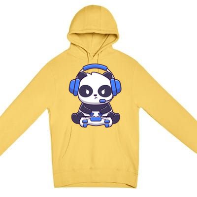 Cute Panda Gaming Premium Pullover Hoodie