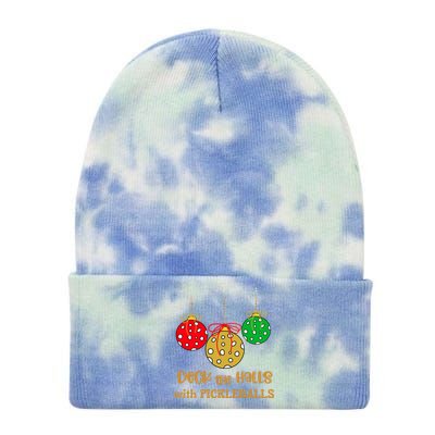 Christmas Pickleball Gift Deck The Halls With Pickleballs Gift Tie Dye 12in Knit Beanie