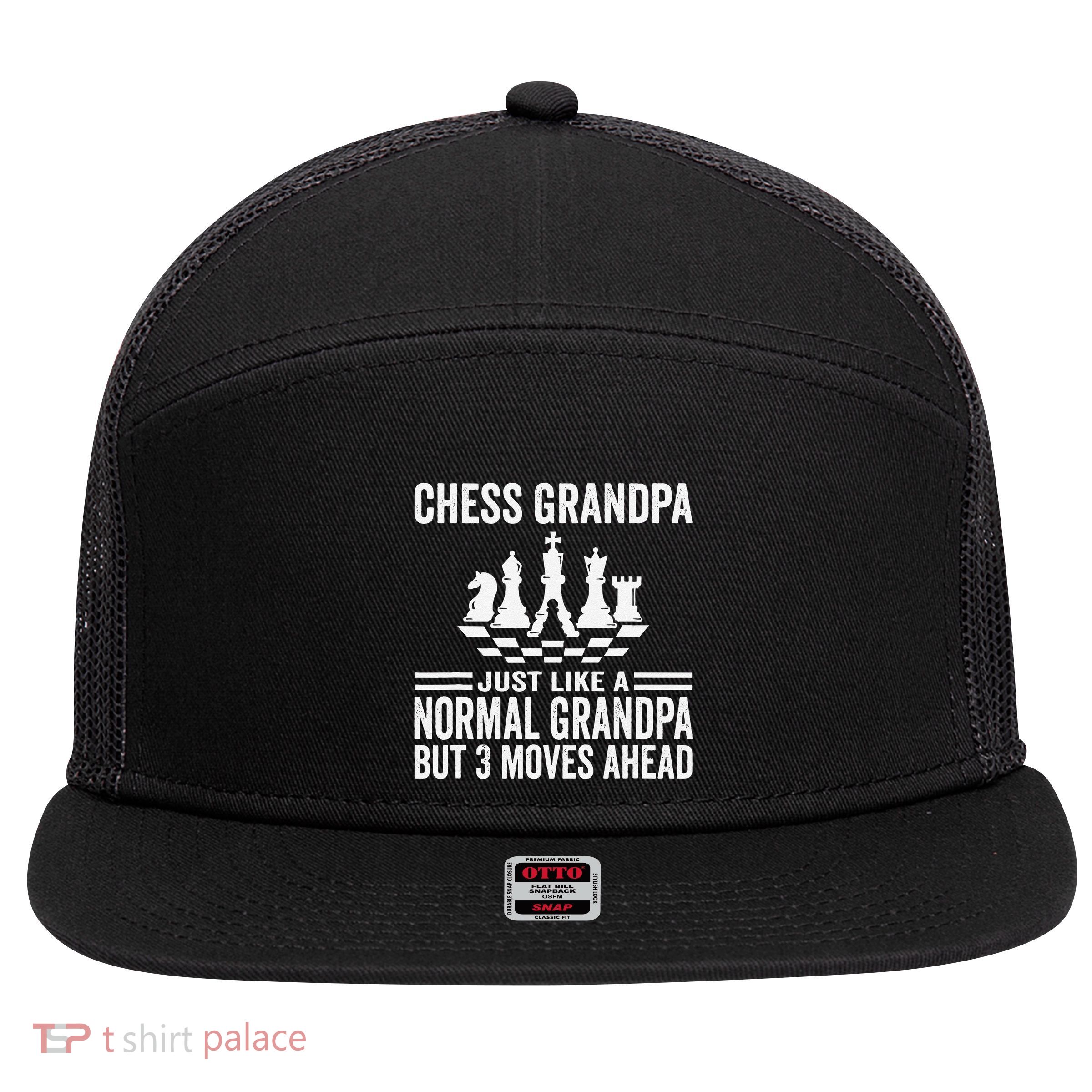 Chess Player Grandpa Saying For Chess Board Game Lover Fans 7 Panel Mesh Trucker Snapback Hat