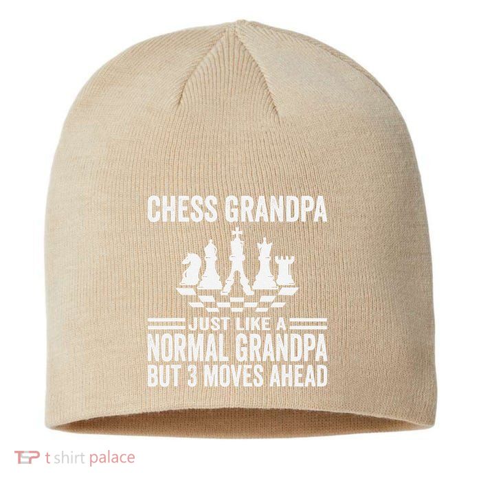 Chess Player Grandpa Saying For Chess Board Game Lover Fans Sustainable Beanie