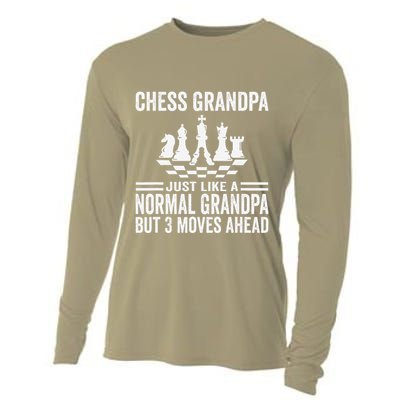 Chess Player Grandpa Saying For Chess Board Game Lover Fans Cooling Performance Long Sleeve Crew