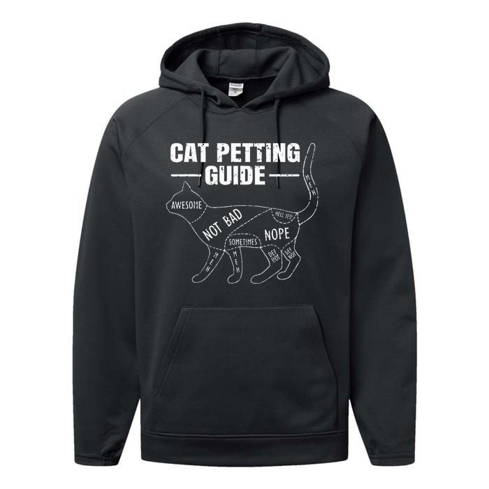 Cat Petting Guide Kitten Lover Funny Feline Pet Owner Performance Fleece Hoodie