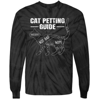 Cat Petting Guide Kitten Lover Funny Feline Pet Owner Tie-Dye Long Sleeve Shirt