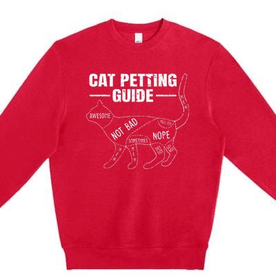 Cat Petting Guide Kitten Lover Funny Feline Pet Owner Premium Crewneck Sweatshirt