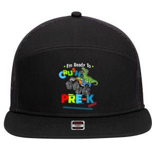 Crush Precool Giftk Dino T Rex Monster Truck Back To School Boys Funny Gift 7 Panel Mesh Trucker Snapback Hat