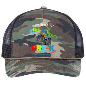 Crush Precool Giftk Dino T Rex Monster Truck Back To School Boys Funny Gift Retro Rope Trucker Hat Cap