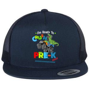 Crush Precool Giftk Dino T Rex Monster Truck Back To School Boys Funny Gift Flat Bill Trucker Hat