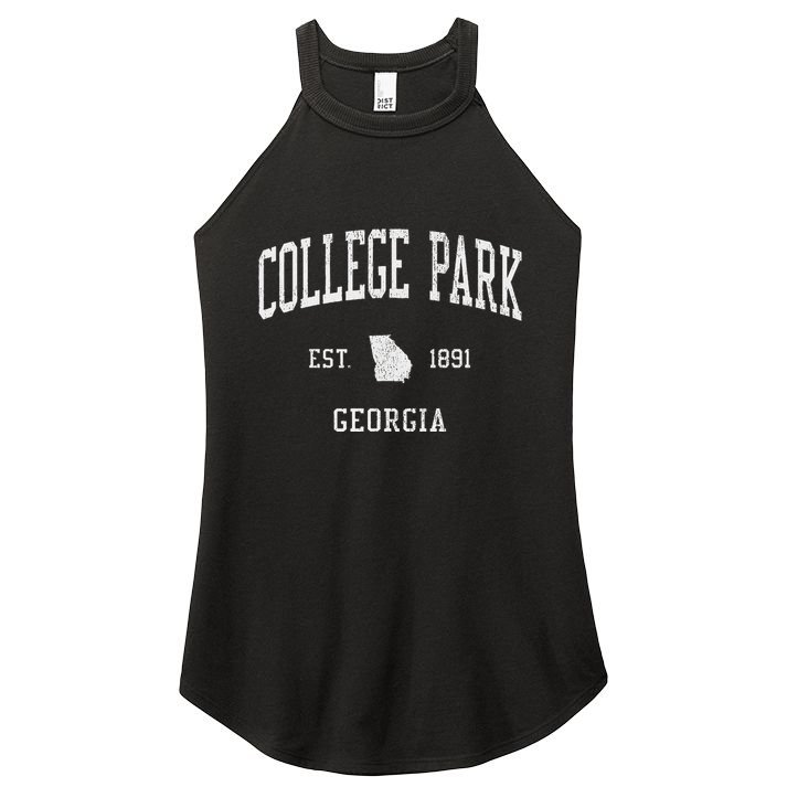College Park Ga Vintage Athletic Sports Js01 Women's Perfect Tri Rocker Tank