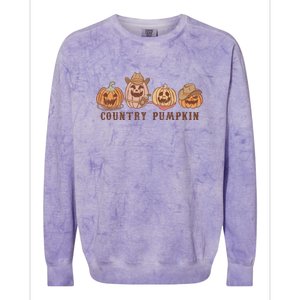 Country Pumpkin Groovy Retro Halloween Gift Colorblast Crewneck Sweatshirt