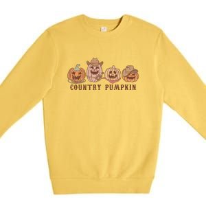 Country Pumpkin Groovy Retro Halloween Gift Premium Crewneck Sweatshirt