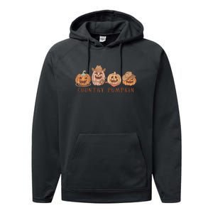 Country Pumpkin Groovy Retro Halloween Gift Performance Fleece Hoodie