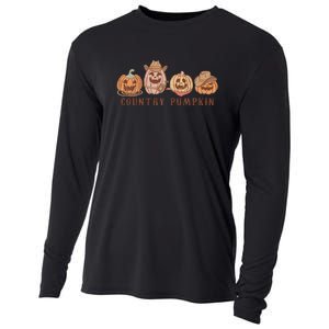 Country Pumpkin Groovy Retro Halloween Gift Cooling Performance Long Sleeve Crew