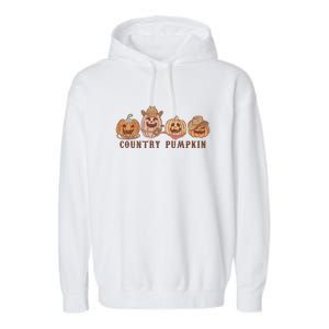 Country Pumpkin Groovy Retro Halloween Gift Garment-Dyed Fleece Hoodie