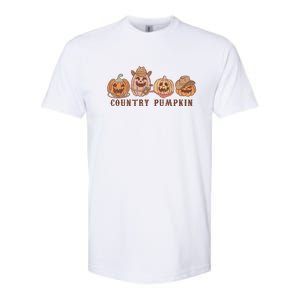 Country Pumpkin Groovy Retro Halloween Gift Softstyle CVC T-Shirt