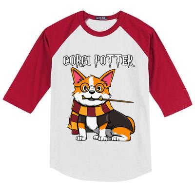 Corgi Potter Gift For Corgi Lovers Funny Pawter Dog Kids Colorblock Raglan Jersey