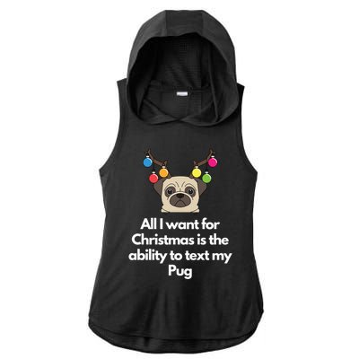 Christmas Pug Gift Ladies PosiCharge Tri-Blend Wicking Draft Hoodie Tank