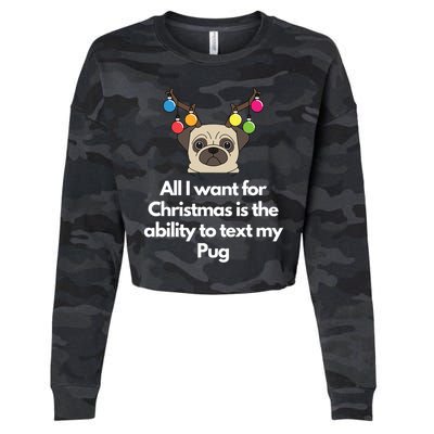 Christmas Pug Gift Cropped Pullover Crew