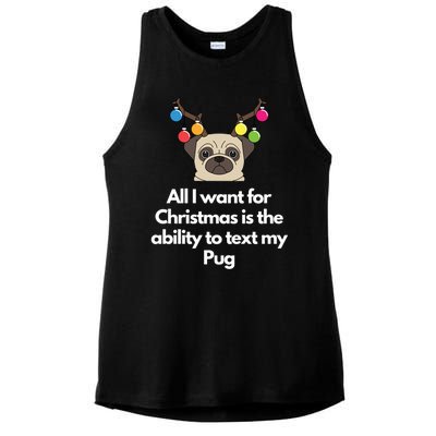 Christmas Pug Gift Ladies PosiCharge Tri-Blend Wicking Tank