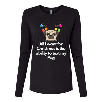 Christmas Pug Gift Womens Cotton Relaxed Long Sleeve T-Shirt