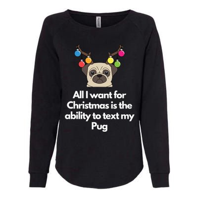 Christmas Pug Gift Womens California Wash Sweatshirt