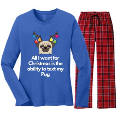 Christmas Pug Gift Women's Long Sleeve Flannel Pajama Set 