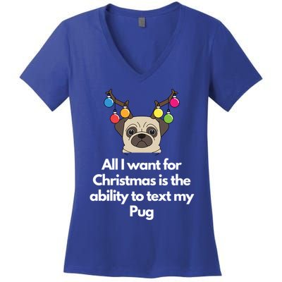 Christmas Pug Gift Women's V-Neck T-Shirt