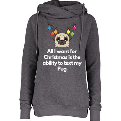 Christmas Pug Gift Womens Funnel Neck Pullover Hood