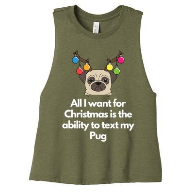 Christmas Pug Gift Women's Racerback Cropped Tank