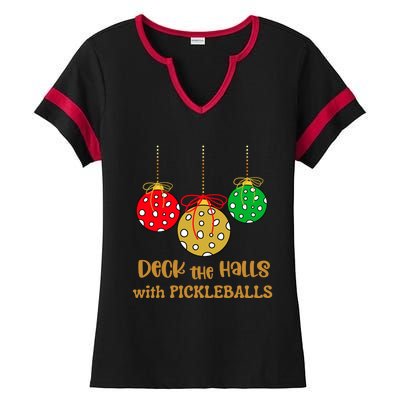 Christmas Pickleball Gift Deck The Halls With Pickleballs Gift Ladies Halftime Notch Neck Tee