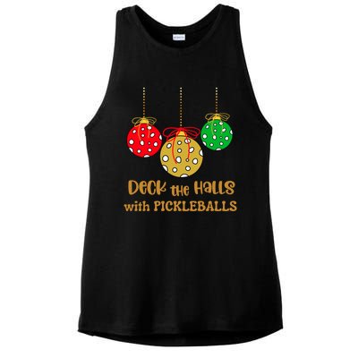 Christmas Pickleball Gift Deck The Halls With Pickleballs Gift Ladies PosiCharge Tri-Blend Wicking Tank