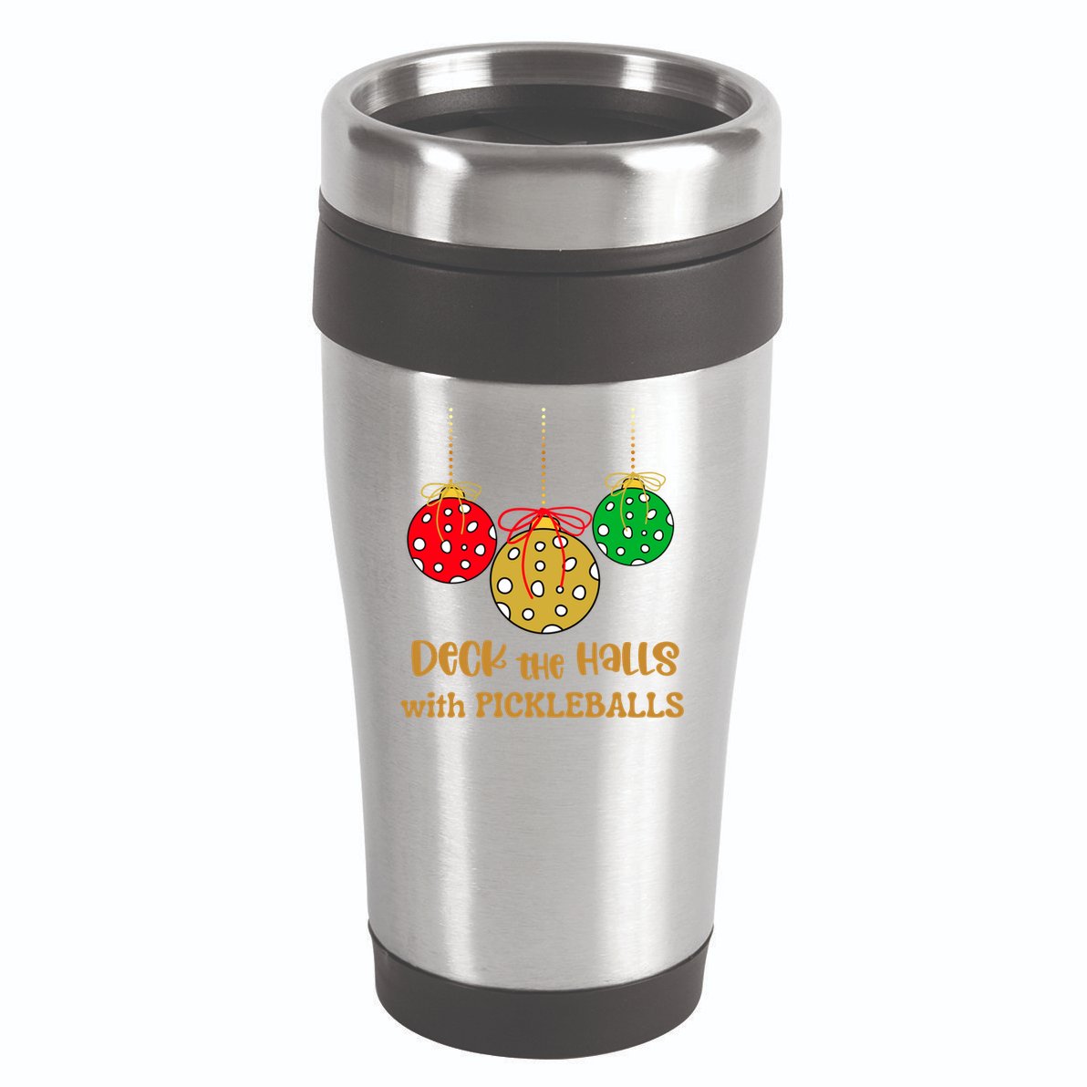Christmas Pickleball Gift Deck The Halls With Pickleballs Gift 16oz Travel Tumbler