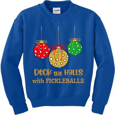 Christmas Pickleball Gift Deck The Halls With Pickleballs Gift Kids Sweatshirt