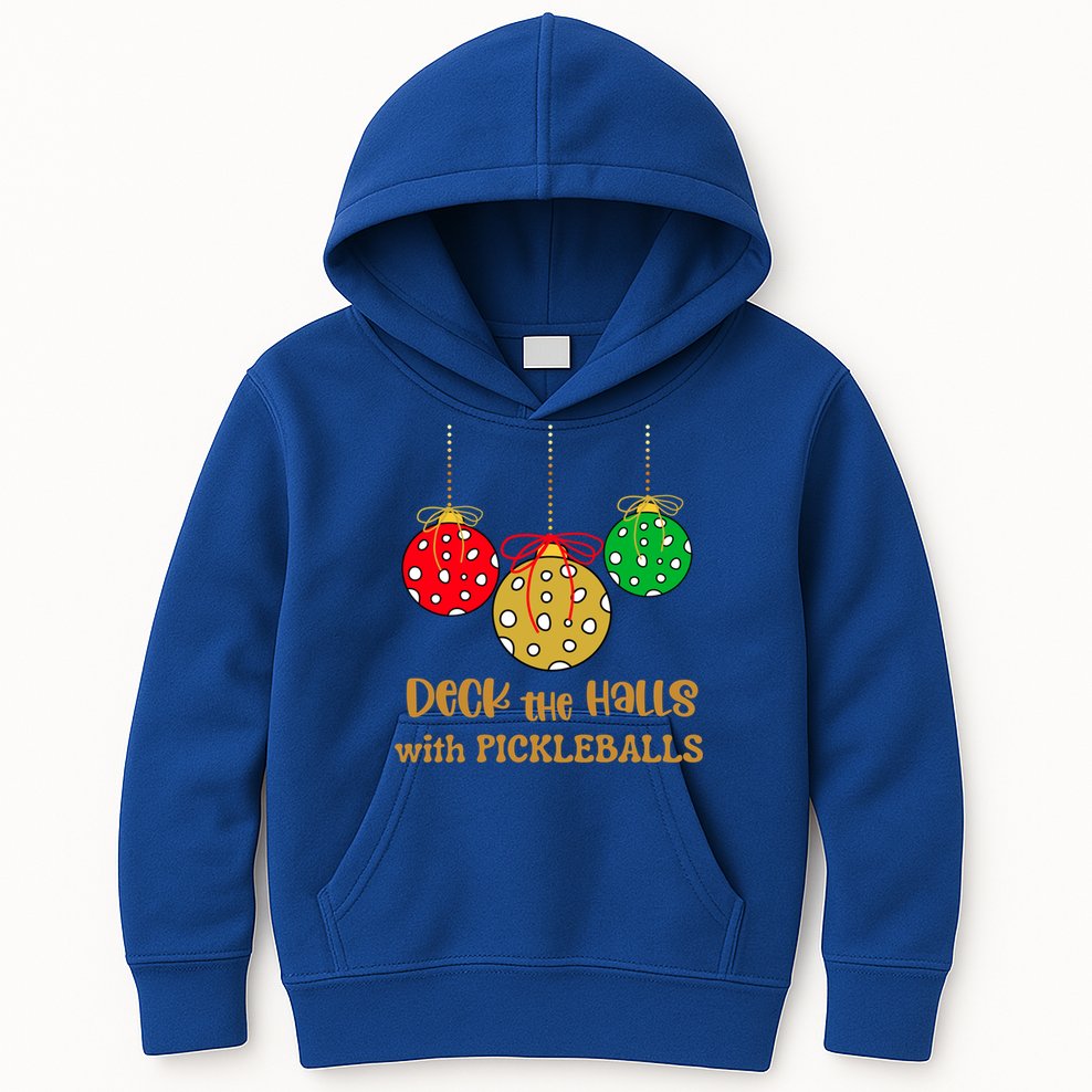 Christmas Pickleball Gift Deck The Halls With Pickleballs Gift Kids Hoodie