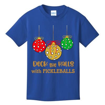 Christmas Pickleball Gift Deck The Halls With Pickleballs Gift Kids T-Shirt