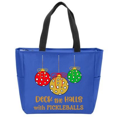 Christmas Pickleball Gift Deck The Halls With Pickleballs Gift Zip Tote Bag