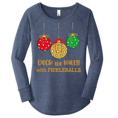 Christmas Pickleball Gift Deck The Halls With Pickleballs Gift Women's Perfect Tri Tunic Long Sleeve Shirt