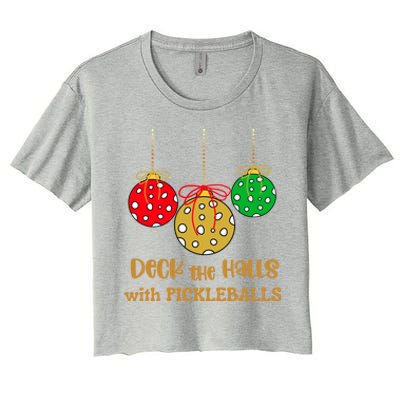 Christmas Pickleball Gift Deck The Halls With Pickleballs Gift Women's Crop Top Tee