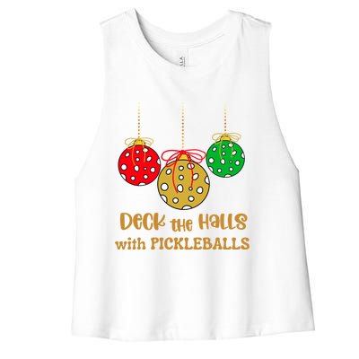 Christmas Pickleball Gift Deck The Halls With Pickleballs Gift Women's Racerback Cropped Tank