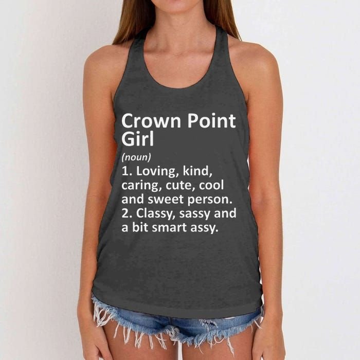 Crown Point Girl In Indiana Funny City Home Roots Gift Women's Knotted Racerback Tank